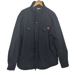 Dickies Work Wear Size XL Black 100% Cotton Quilted Lined Zip Up Jacket